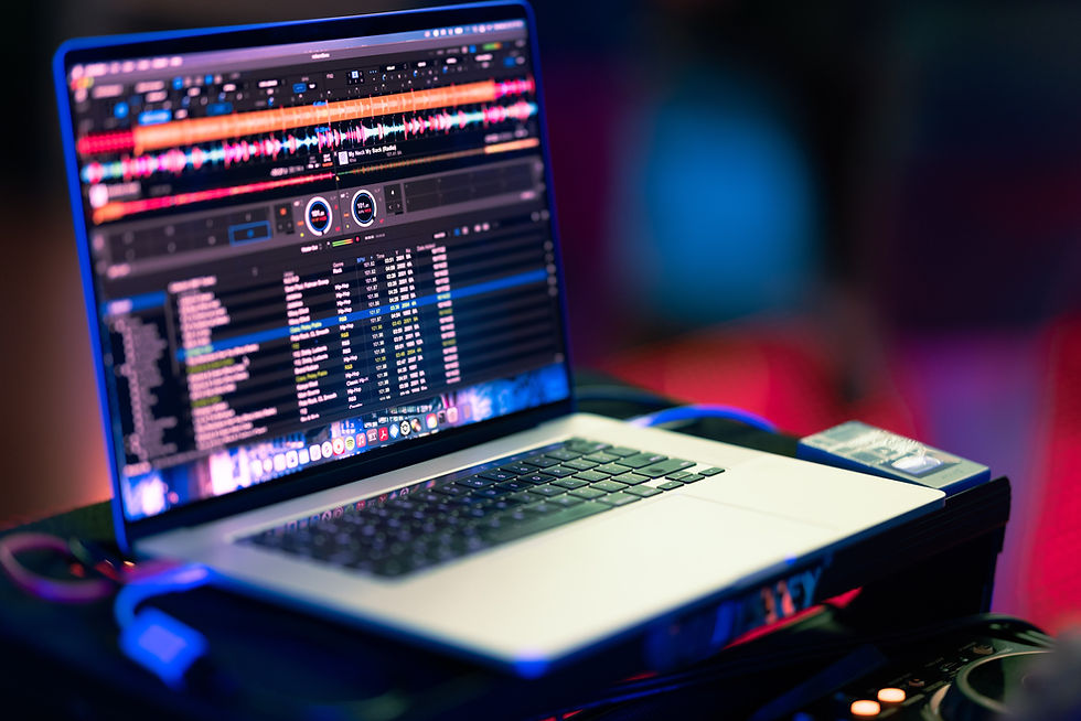 A laptop depicting wedding DJ software.