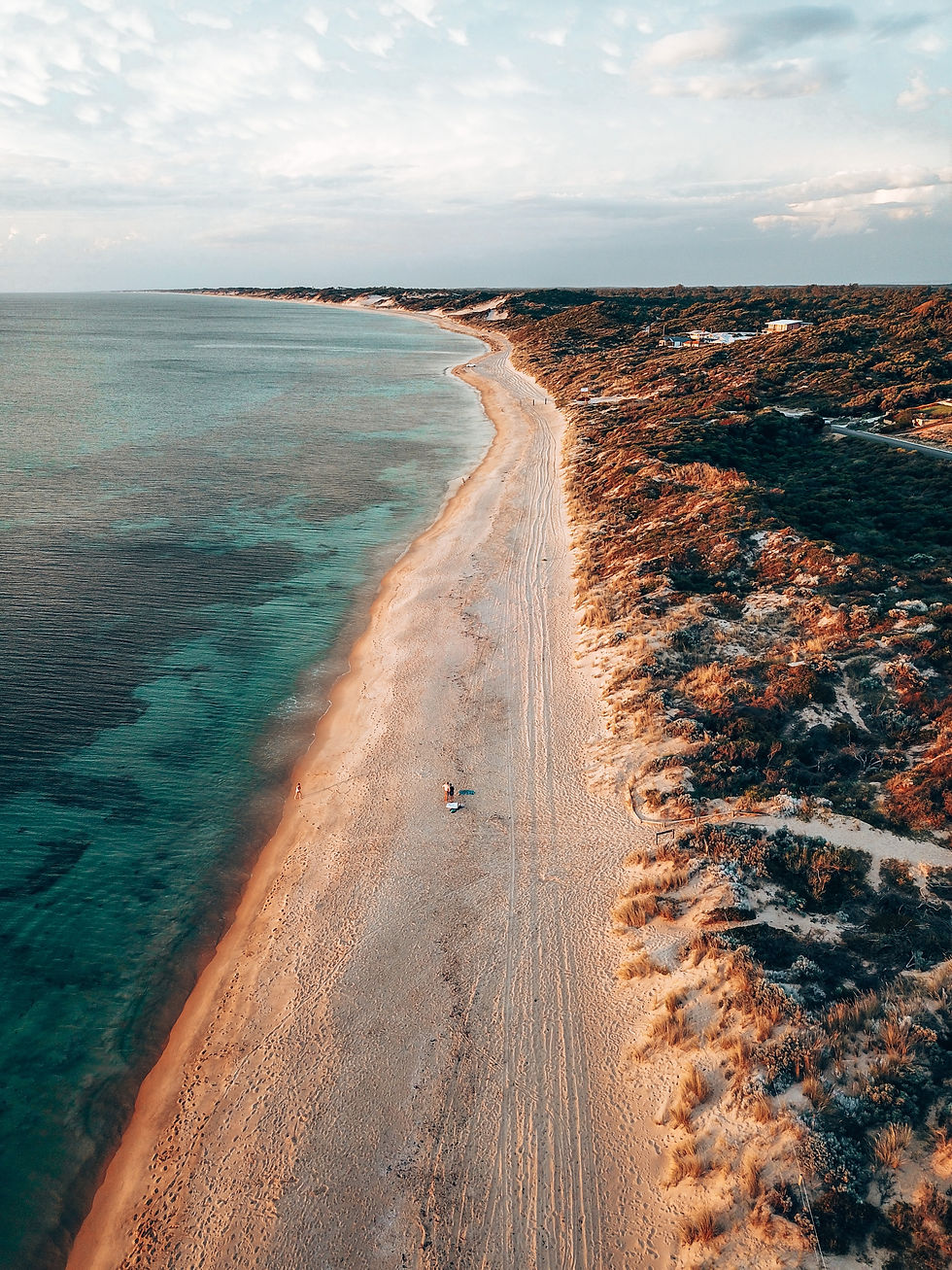 Aerial view of a Travel Guide Western Australia coastline