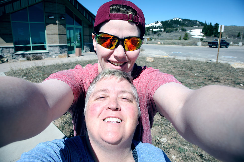 Selfie of a parent and child