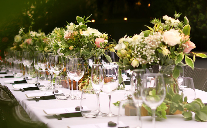 Wedding tableset up wth greenery table centre by Cody Chan