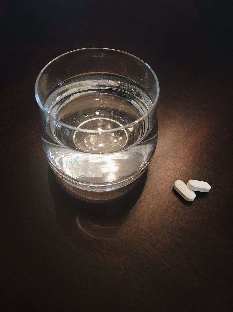 Glass with pills