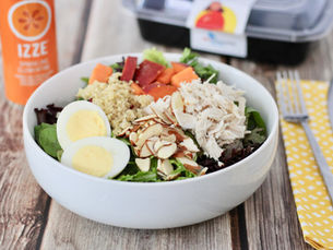 Salad with grilled chicken, hard boiled eggs, and almonds; List of Healthy Convenience Foods That Work for You