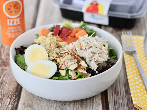 Salad with grilled chicken, hard boiled eggs, and almonds; List of Healthy Convenience Foods That Work for You