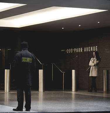 Uniformed security guard in retail mall