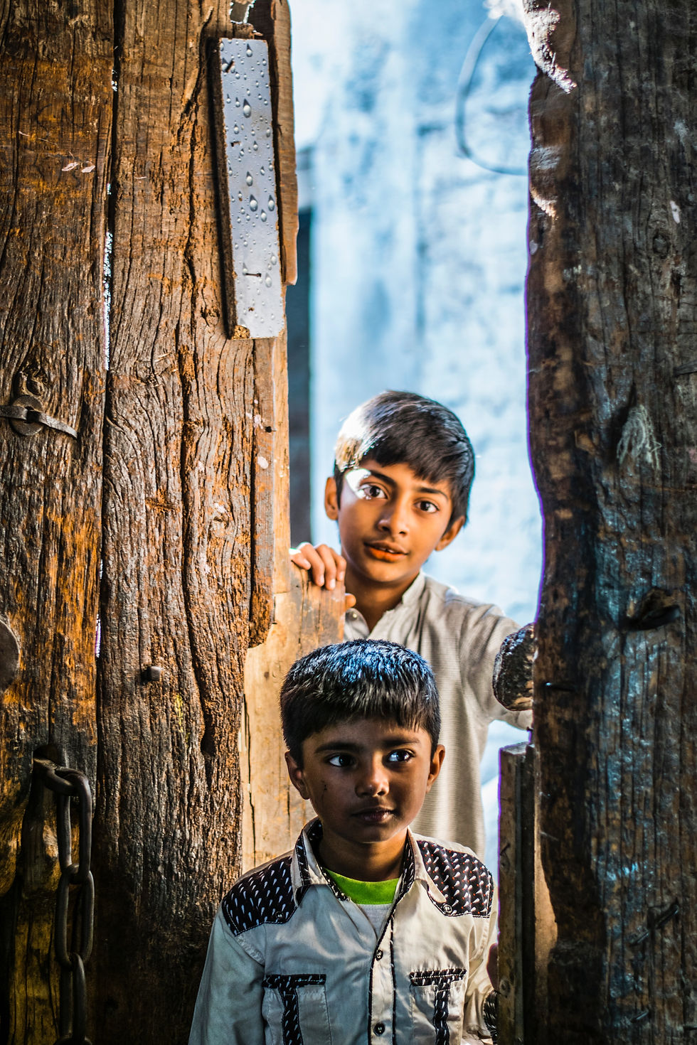 Children looking curiously in Karachi, Pakistan