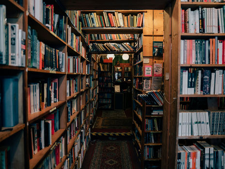 Old bookshop with shelves full of books