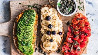 assorted healthy breakfast toast