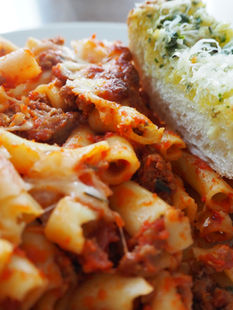 Baked Pasta + Garlic Bread