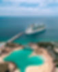 Royal Caribbean cruise ship docked in Perfect Day at cococay
