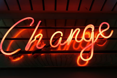 Neon sign that says "change"