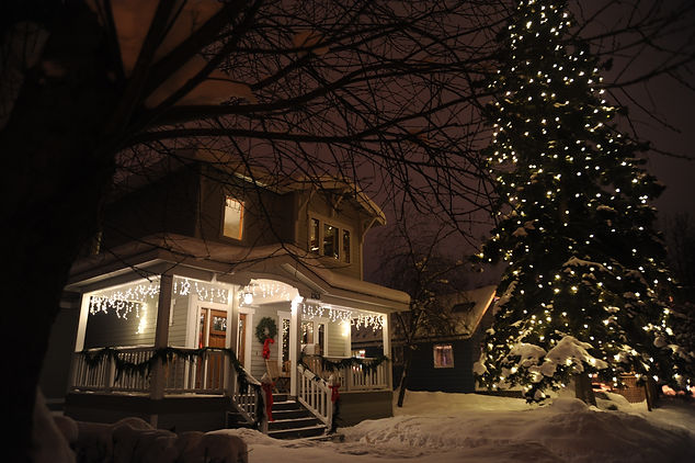 Christmas lights installed on roofline South Surrey home