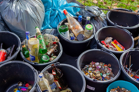 Recycling Sorted into various bins