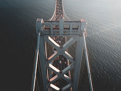 Top view of a bridge over water