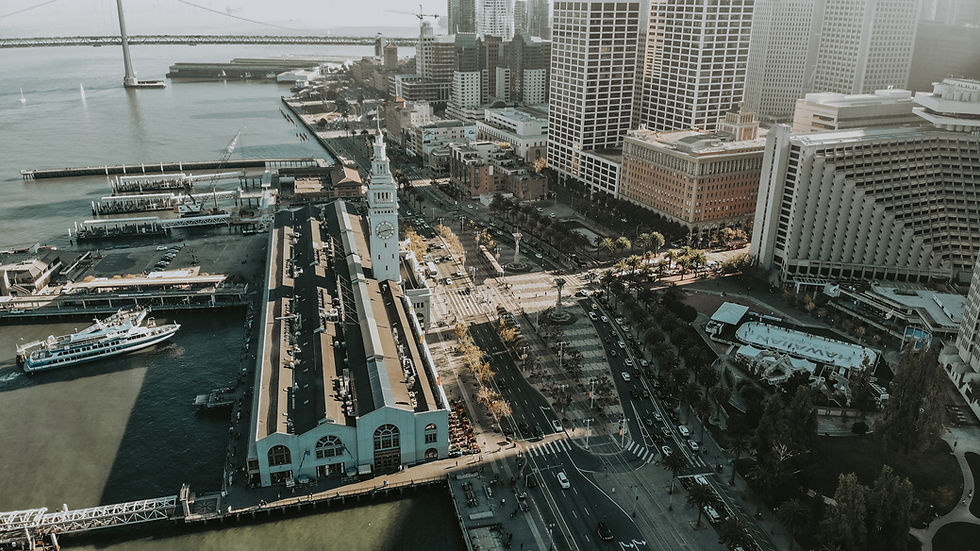 an overhead image by David Nieto of the embarcadero in San Francisco