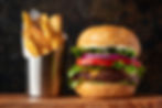 Circle burger and fries