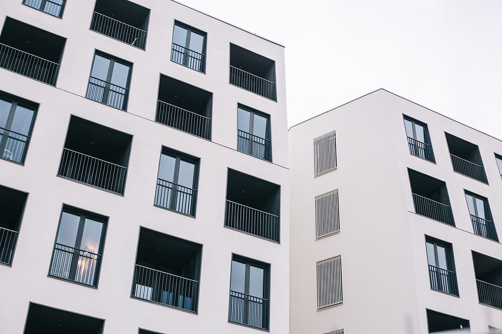Modern apartment building ground view