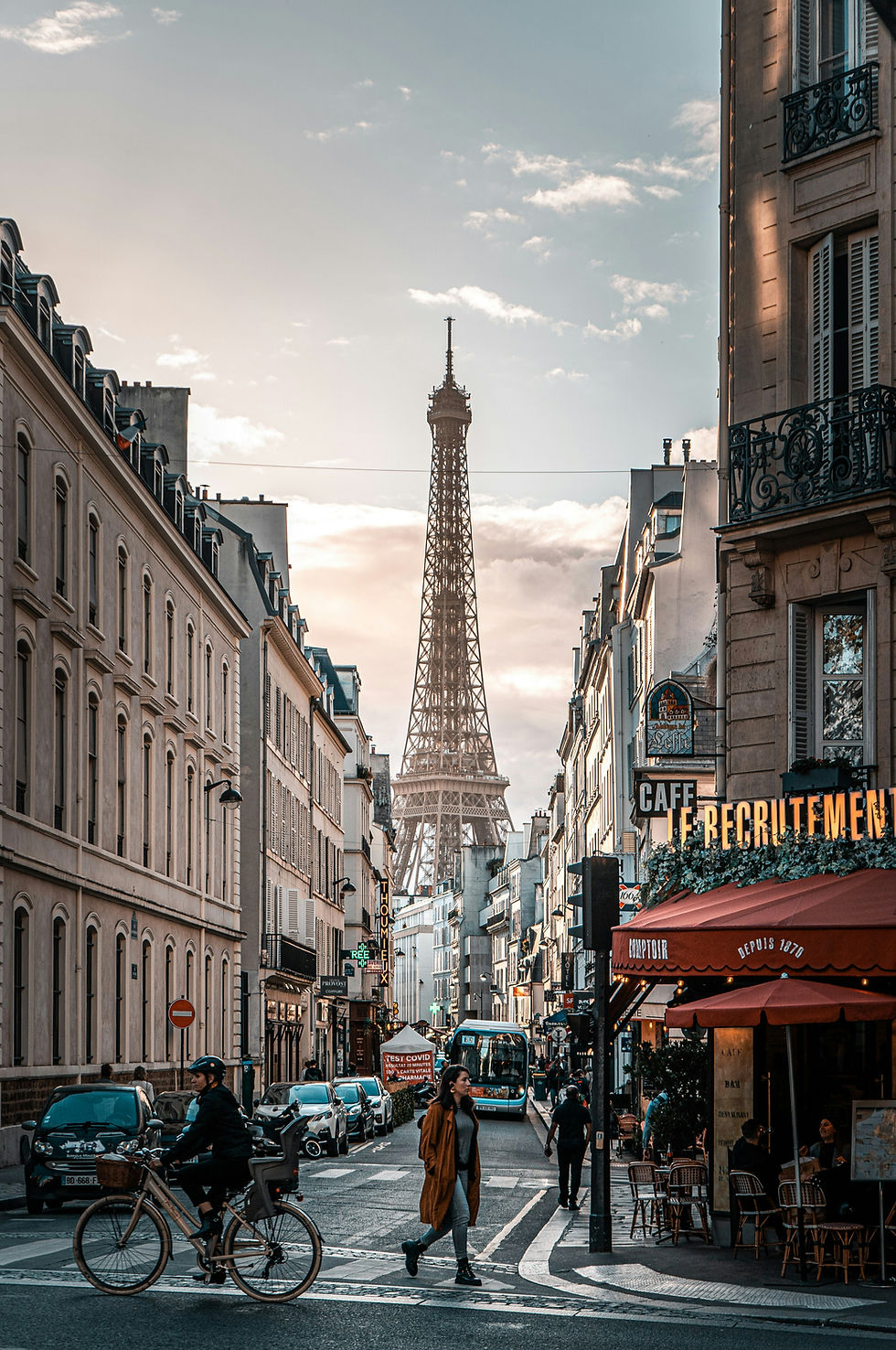 Downtown Paris and Eiffel tower