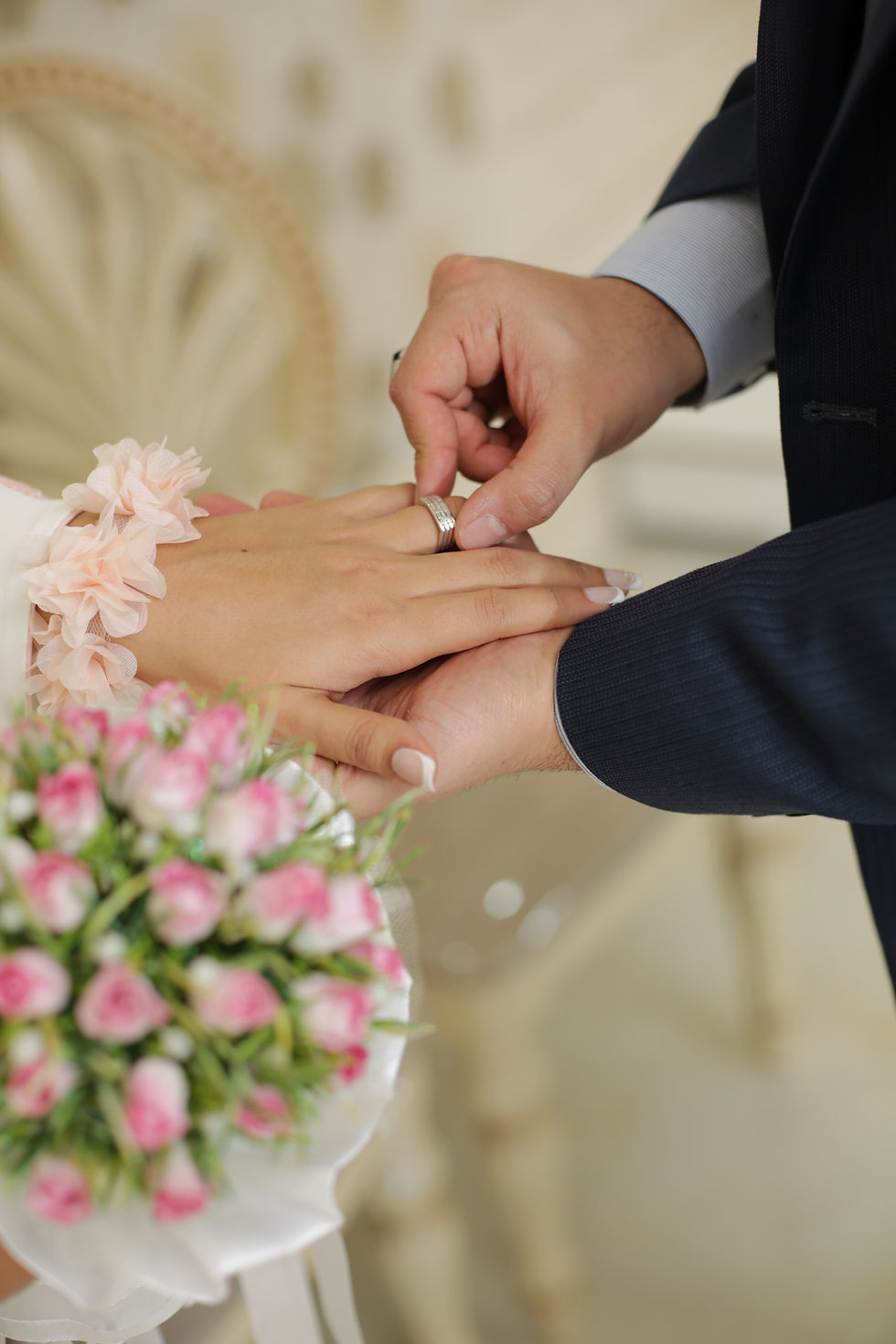 just engaged bride and groom ring