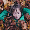 boy in leaves