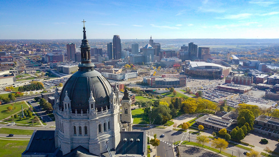 Cathedral of Saint Paul, a monumental Roman Catholic cathedral located in Saint Paul, Minnesota, United States. Where the Twin Cities Marathon finishes.