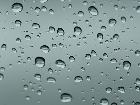 raindrops collecting on a window.