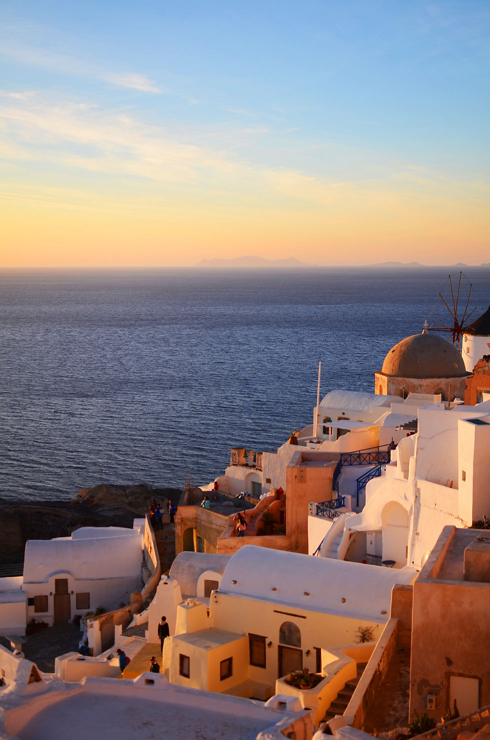 Sunset view of Santorini, a luxury travel destination.