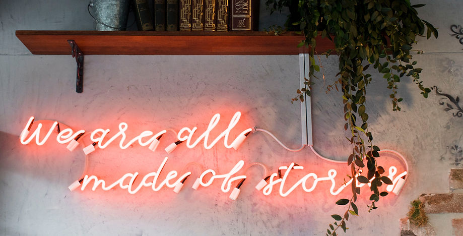 Image by S O C I A L . C U T that reads "We are all made of stories"