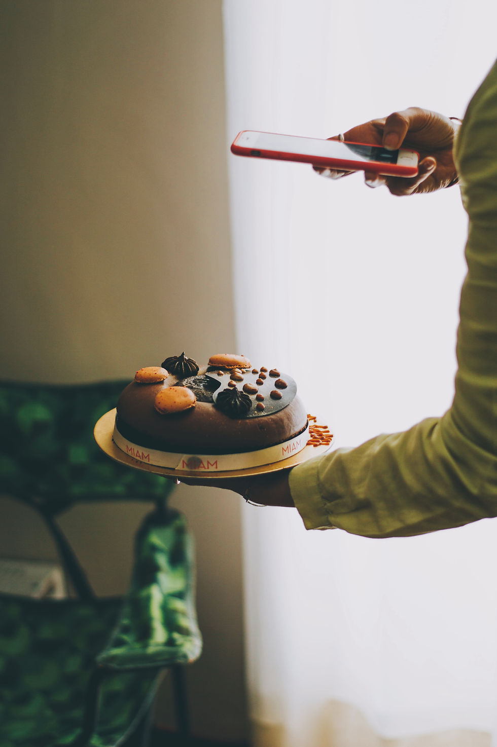 Taking a photo of a cake