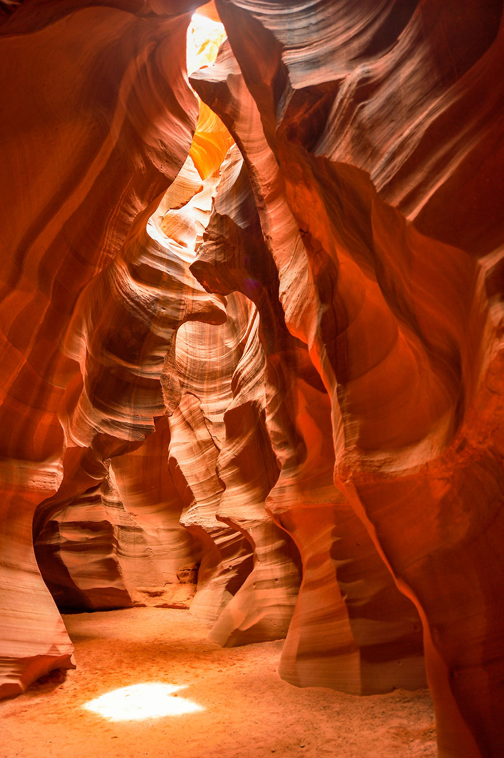 Antelope Canyon in Page, Arizona with glowing orange sandstone walls