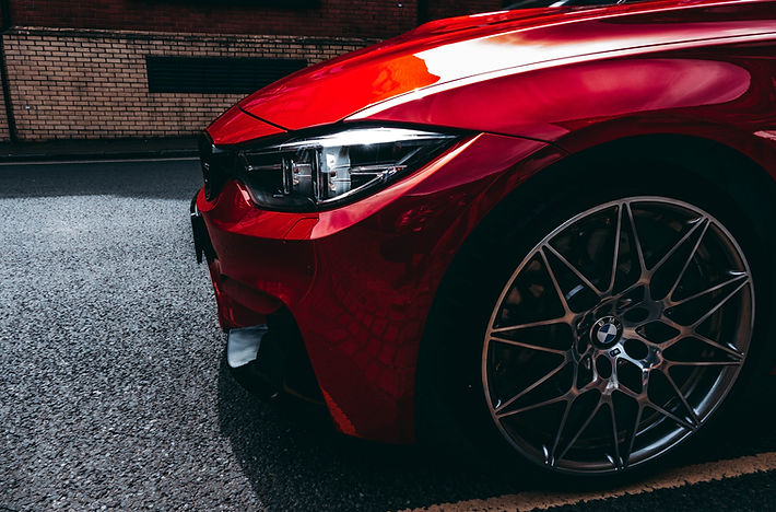 Close-up of the rear of a car with new alloy rims