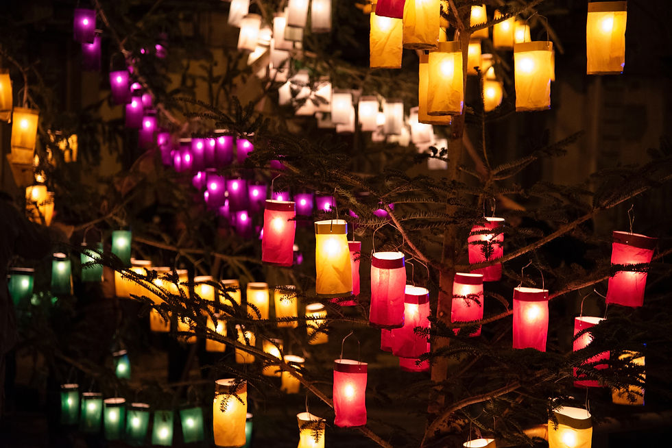 festive holiday candles in a tree