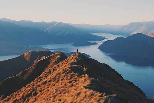 A person on top of a mountain