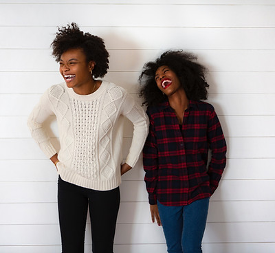 Happy girls laughing together