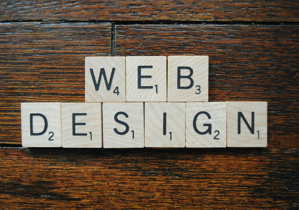 Wooden blocks spelling out web design