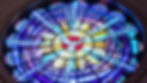 Stain glass window with central dove, representing the Holy Spirit