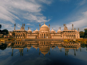 Brighton's royal pavilion reflected in the water