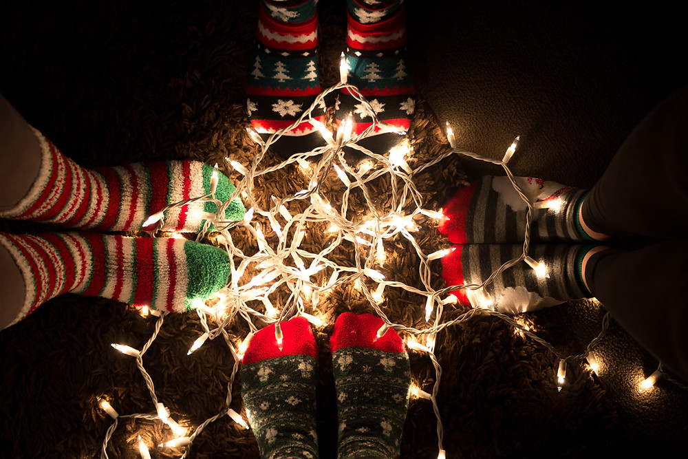 string of christmas lights on the ground