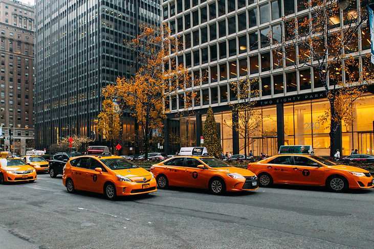 Taxi in a busy street