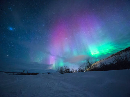 Auroras were observed as a result of a powerful eruption on the Sun