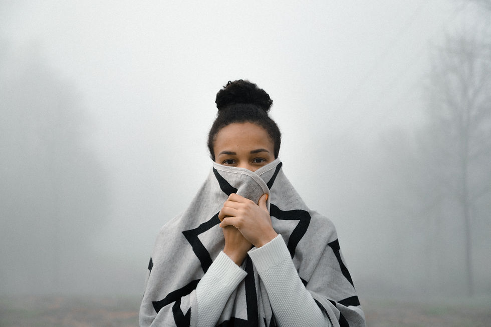 woman in a blanket