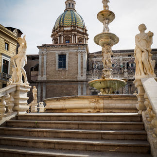 Quattro Canti Fountain in Palermo, Sicily