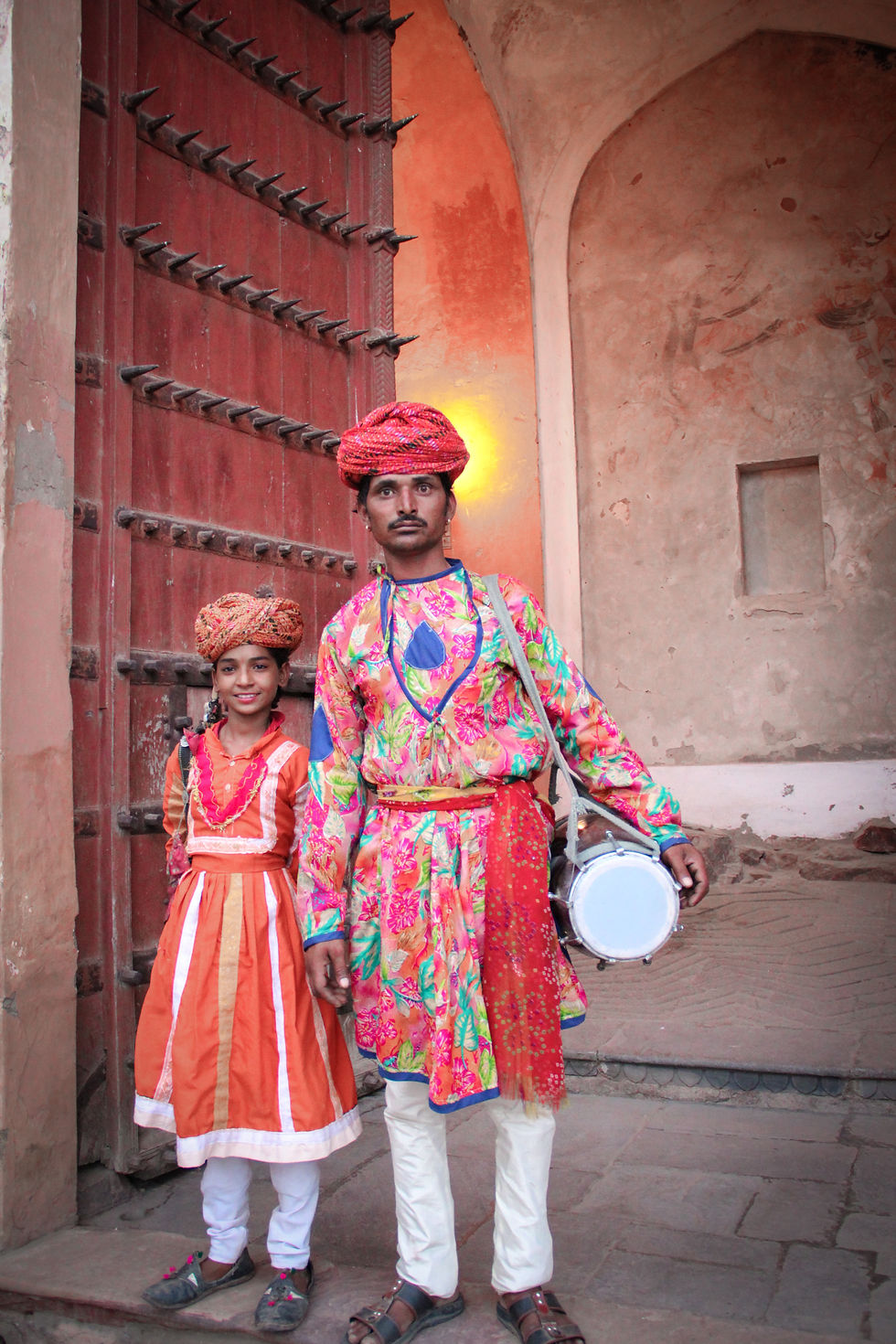 Colourful Dresses of folk dancers in Jaipur