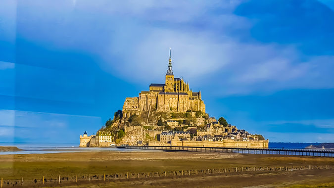 Beautiful Mont St Michel at low tide