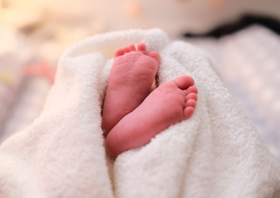 Newborn Photography by Blake Ferguson depicts a Tiny baby's Feet wrapped in Blankets in Ontario, Canada.