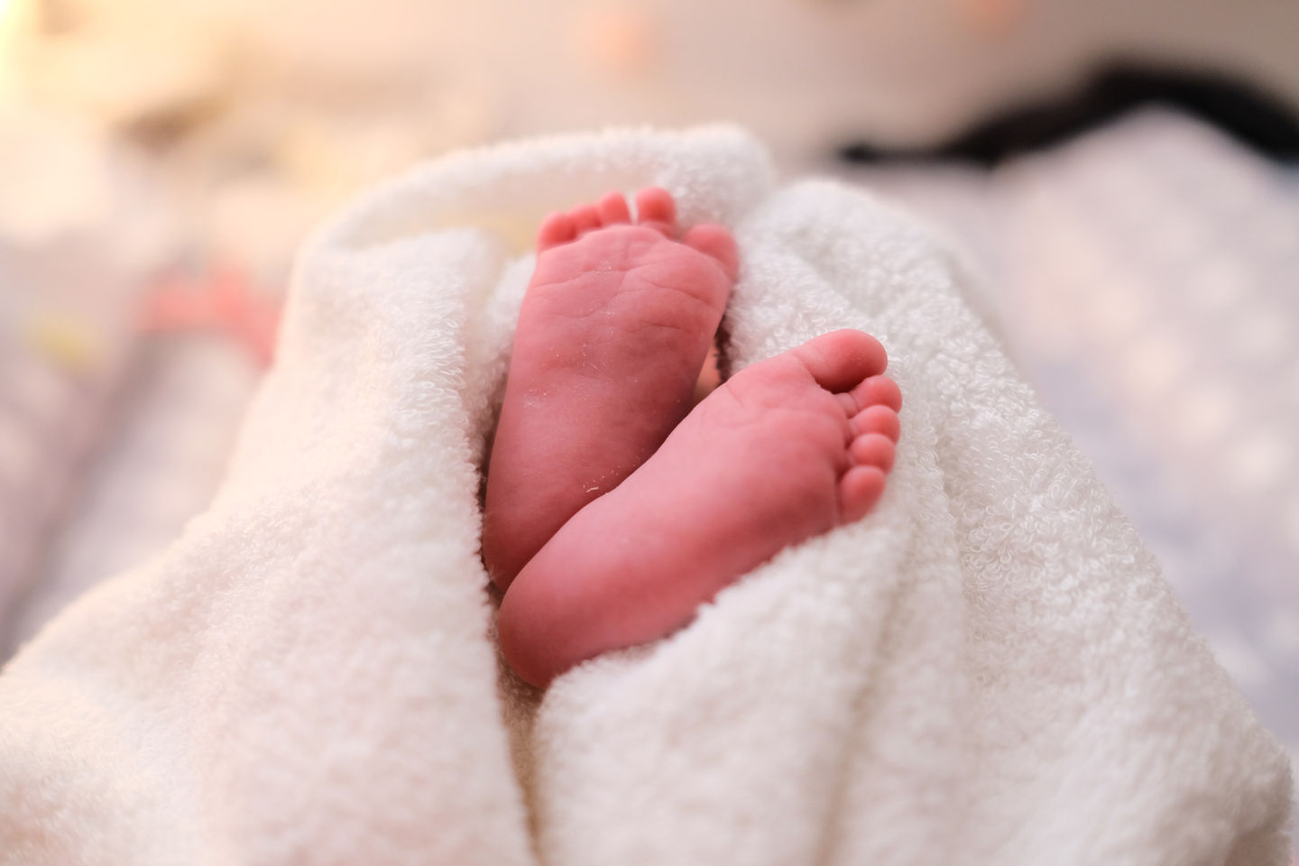Newborn Photography by Blake Ferguson depicts a Tiny baby's Feet wrapped in Blankets in Ontario, Canada.