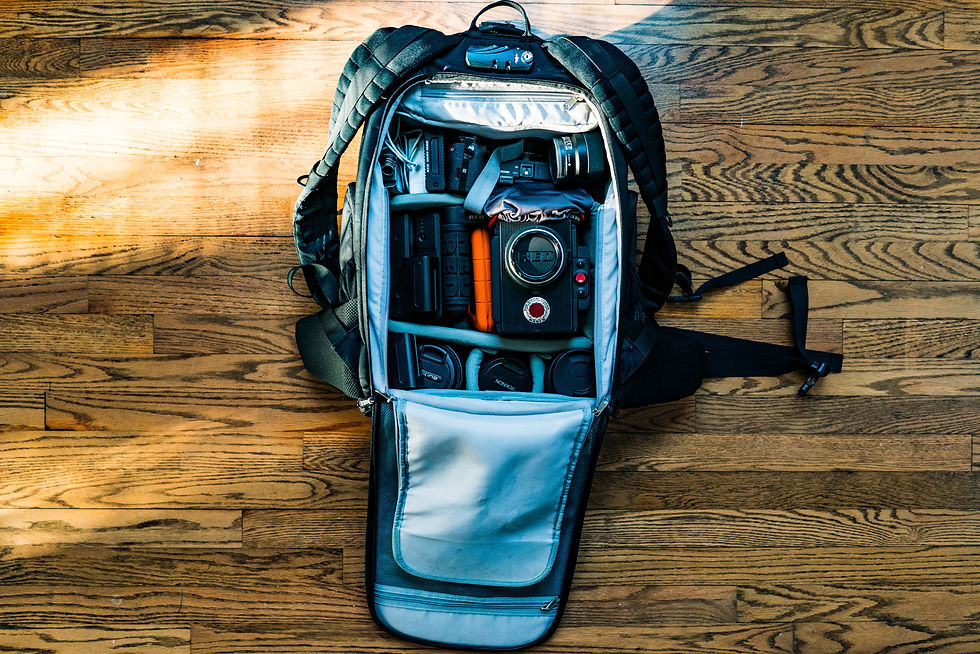 camera bag full of gear