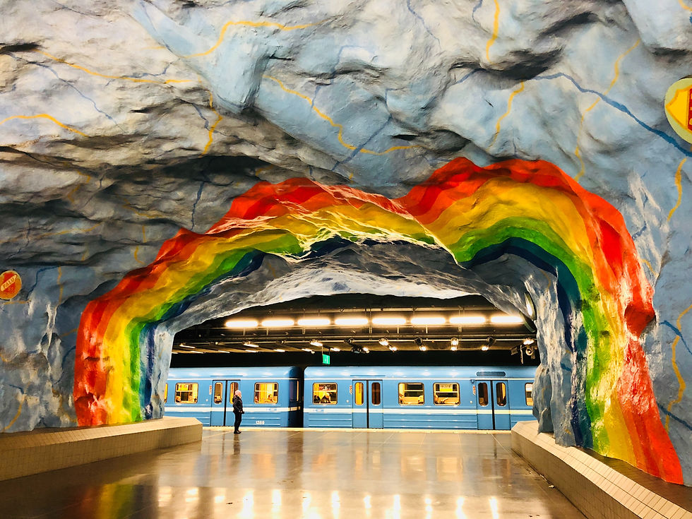 Stockholm - rainbow tunnel to subway