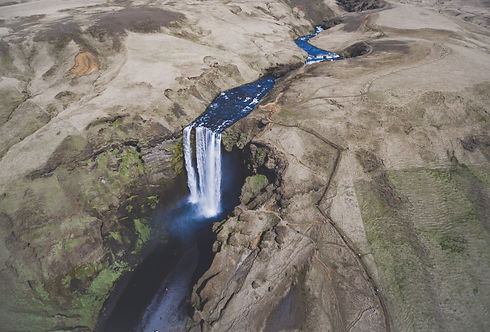 an aerial view of a waterfall Tom Williamson