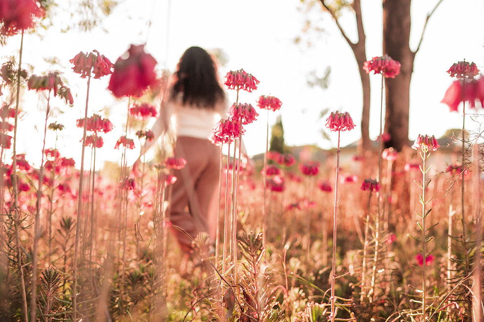 woman walking in field