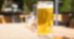 cold beer on table at beer garden